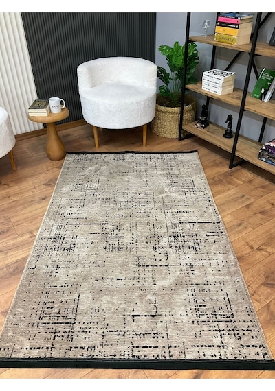 Saraz Halı Şönil Dokuma Kayma Yapmaz Makinede Yıkanabilir Leke Tutmaz Kesme Bohem Kilim Vizon 2 Vizon