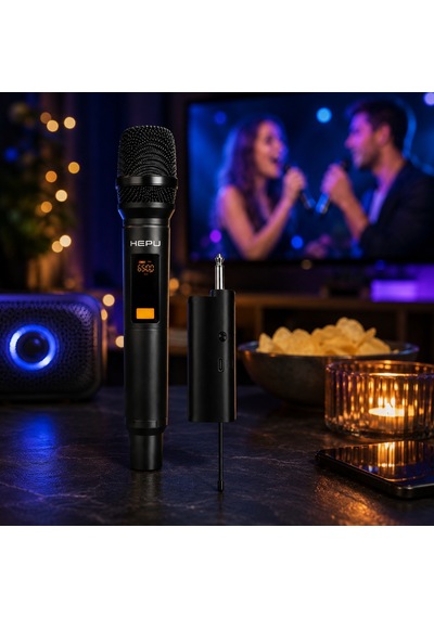 Hepu Hp-m002 Kablosuz Mikrofon Sistemi Dijital Ekranlı, Usb Alıcılı, Şarjlı