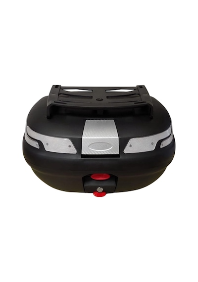 Motosiklet Arka Çanta Sl 45 Litre Sırt Dayama Ve Üst Bagaj Full Set Şeffaf Reflektör Siyah