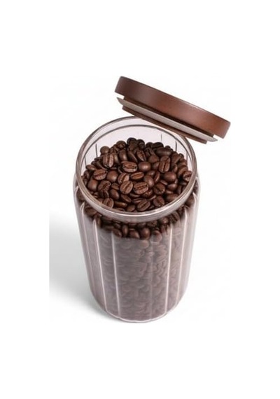 Akasya Kapaklı Çizgili Cam Kavanoz 1000ml /1 Litre Hava Geçirmez, Modern Fitilli Tasarım Gıda Saklama Kabı Kahve, Çay, Kuruyemiş Ve Bakliyat Kavanozu 9x20cm 7009