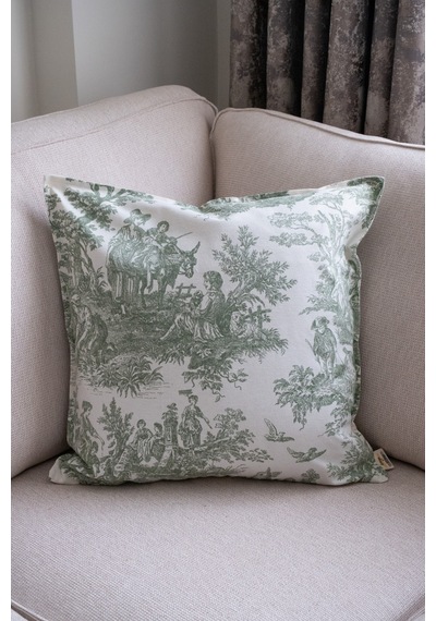 Yeşil Kırlent Vintage Desenli 50x50 Dekoratif Yastık Kılıfı Beyaz - Yeşil - 702801811 Beyaz - Yeşil