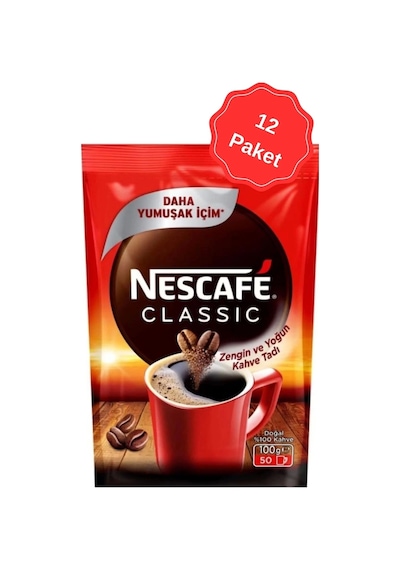 Nescafe Classic Çözünebilir Kahve Ekopaket 12 x 100 G