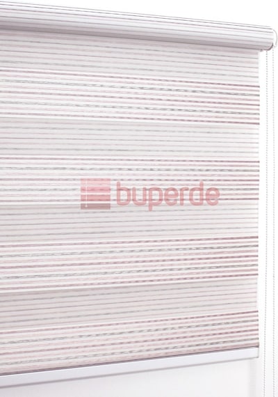 Buperde Pembe Pudra Beyaz Renkli Pilise Pliseli Zebra Stor Perde