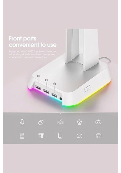Bilişim Burada St-2 Rgb Kulaklık Tutucu & Kulaklık Standı Premium Gamer Yayıncı Ekipman Işıklı