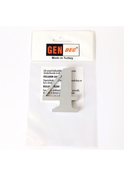 Gendec Kapı Numarası 7Cm No:4 Metalik Gri Kendinden Yapışkanlı Nu