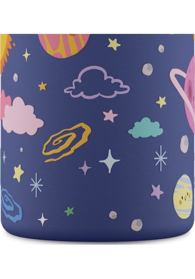 Kids Bottle Space Friends Pipetli Paslanmaz Çelik Çocuk Su Matarası 500 Ml Mor