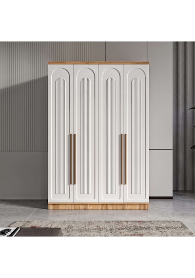Flora 4 Kapaklı Komple Mdf Gardırop - Elbise Dolabı