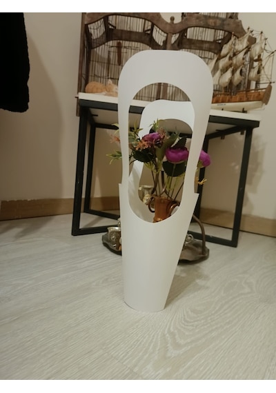 Buket & Saksı Çiçek Taşıma İçin 1 Adet Beyaz Lüks Kağıt Çanta