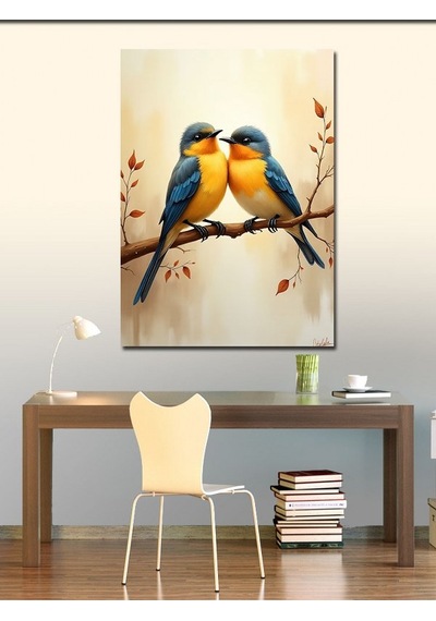 Kanvas Tablo Sevgi Dolu İki Kuş 70cmx100cm