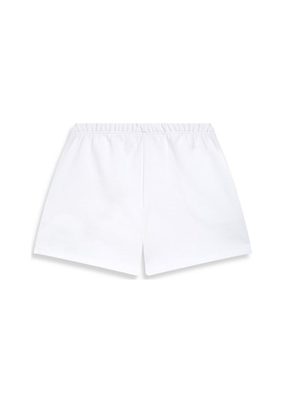 La Patch Detaylı Örme Beyaz Şort Beyaz