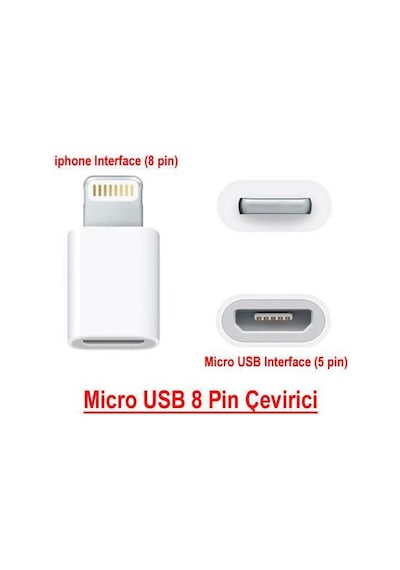 Tkz 2045 Micro Usb Apple Uyumlu iPhone Lightning Çevirici Dönüştürücü Adaptör