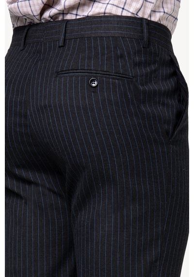 Erkek Füme Regular Fit Çizgili Kumaş Pantolon