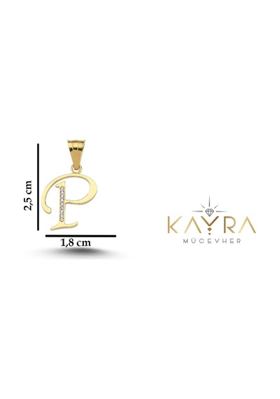 Kayra Mücevher P Harfi Altın Kolye Ucu Bm38
