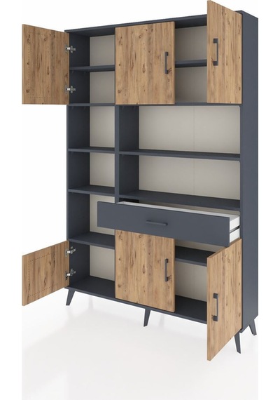 Arges Dolap 10 Raflı Tek Çekmeceli 6 Kapaklı 132x30x195 Antrasit-çam/antrasit Atlas Çam/antrasıt Arges Dolap 10 Raflı Tek Çekmeceli 6 Kapaklı 132x30x195 Antrasit-çam/antrasit Atlas Çam/antrasıt