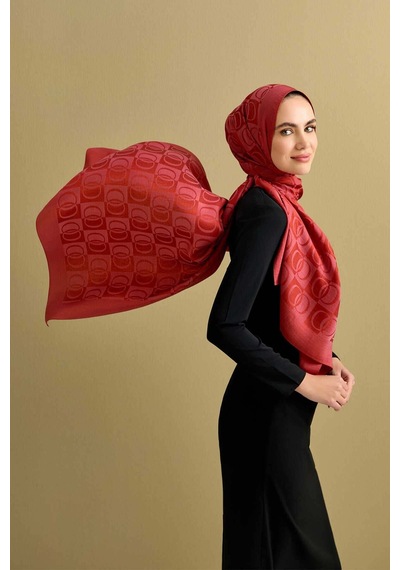 Imannoor Dama Desen Kiremit Naia Pamuk Şal 70x200 Kiremit