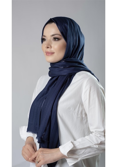Hürrem Bone Lacivert Çizgili Şal Viskon Kumaş Bursa Dolama 202110 02 Lacivert