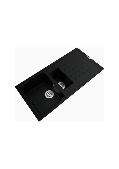 Polex Cristalüx Granit Evye P-01 Siyah 1.5 Gözlü Tezgah Altı Ve Tezgah Üstü Mutfak Evyesi 99x49.5 CM