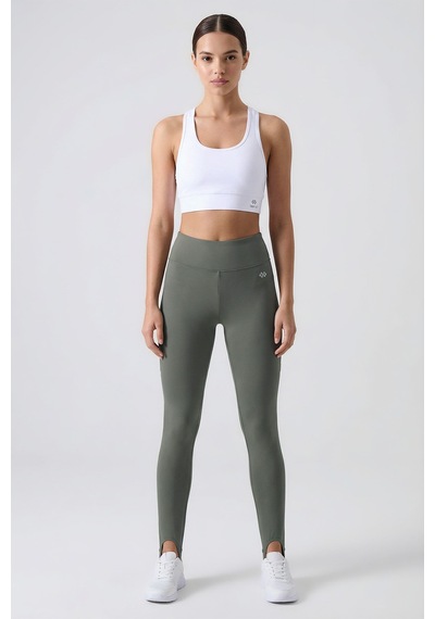 Tommy Life Haki Standart Fit Esnek Spor Performans Kadın Topuklu Tayt - 94685