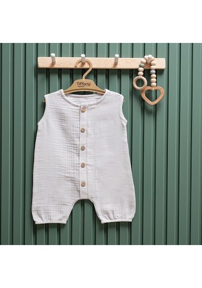 Tiffany Baby & Kids Tiffany Baby Müslin Theme Yarım Kol Uzun Tulum 26091 Gri