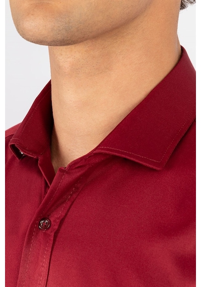 Tudors Modern Slim Fit Dar Kesim Düz Erkek Gömlek-24100 Bordo Tudors Modern Slim Fit Dar Kesim Düz Erkek Gömlek-24100 Bordo