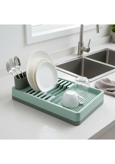 Aqua Gri Tezgah Üstü Bulaşıklık - 42x26x12 Cm Pratik Tabak Ve Bardak Kurutma Rafı - Modern Mutfak Organizeri 2 Renk Seçeneği Yeşil Diğer
