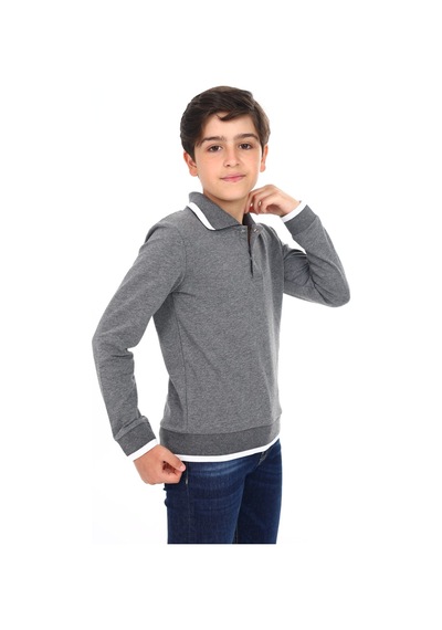 Toontoy Kids Toontoy Erkek Çocuk Regular Fit Polo Yaka Baskılı Sweatshirt - 2 İplik Antrasit Toontoy Kids Toontoy Erkek Çocuk Regular Fit Polo Yaka Baskılı Sweatshirt - 2 İplik Antrasit