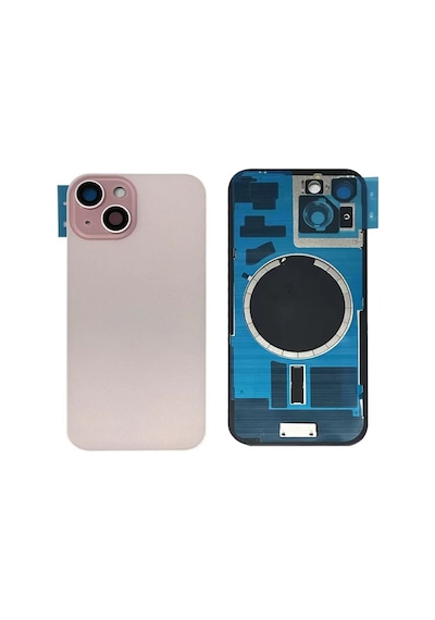 Apple Uyumlu iPhone 15 Pembe Full Nfc Ve Demirli Arka Kapak Batarya Kapağı Pil Kapağı Pembe