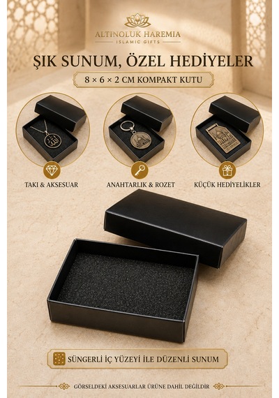 8x6x2 Cm Özel Kutu Siyah Süngerli Hediyelik Premium Sunum Kutusu