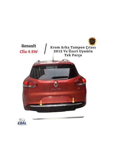 Renault Clio 4 Sw Krom Arka Tampon Çıtası 2012 Ve Üzeri P.çelik