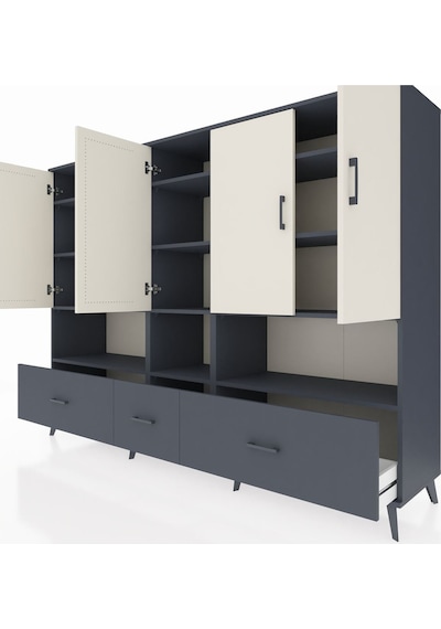Hyperion Dolap 12 Raflı 3 Çekmeceli 5 Kapaklı 220x44x163 Antrasit Antrasit-aytaşı/antrasit Hyperion Dolap 12 Raflı 3 Çekmeceli 5 Kapaklı 220x44x163 Antrasit Antrasit-aytaşı/antrasit