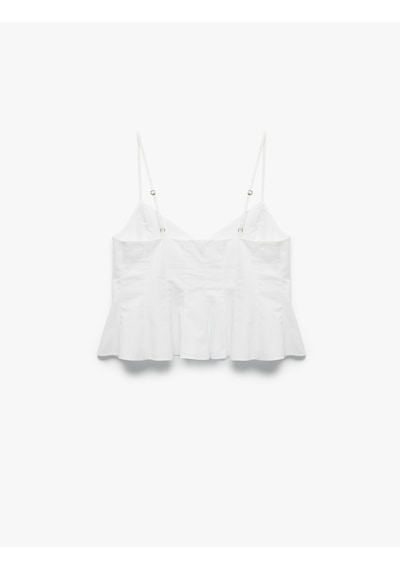 Koton Volanlı V Yaka Pamuklu Askılı Slim Fit Dikiş Detaylı Crop Bluz Beyaz 5sal30026ıw Beyaz Koton Volanlı V Yaka Pamuklu Askılı Slim Fit Dikiş Detaylı Crop Bluz Beyaz 5sal30026ıw Beyaz