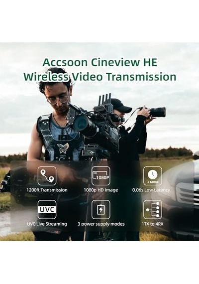 Accsoon Cineview He Kablosuz Video Ve Görüntü Aktarım Sistemi, Giriş Ve Hdmı/uvc Çıkışı, Çift Transfer 2, 4 G