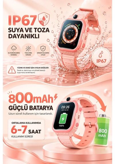 Exenar - Mavi - 4g Akıllı Çocuk Saati Sim Kartlı Gps Rota Takipli Kameralı Görüntülü Konuşmalı Sos 800mah