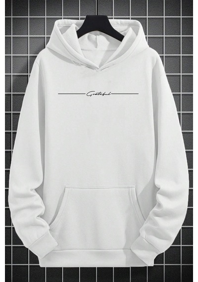 İmza Baskılı Oversize Sweatshirt Beyaz