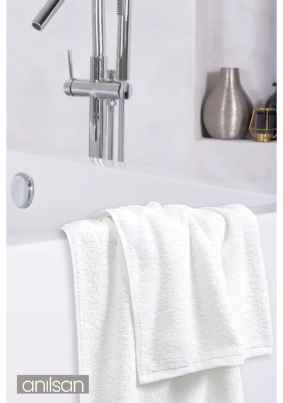 10'lu Beyaz El Havlusu - 50x90 Cm, 225 Gr, %100 Pamuk, Spa Ve Otel Havlusu, Günlük Kullanıma Uygun Beyaz