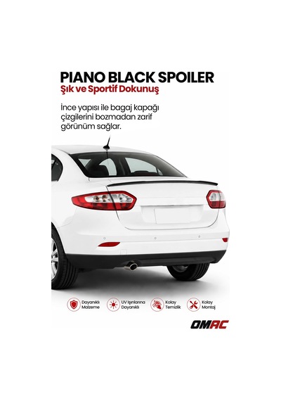 Renault Fluence 2009-2016 Arası Uyumlu Araca Özel Bagaj Spoileri Piano Siyah 1 Parça
