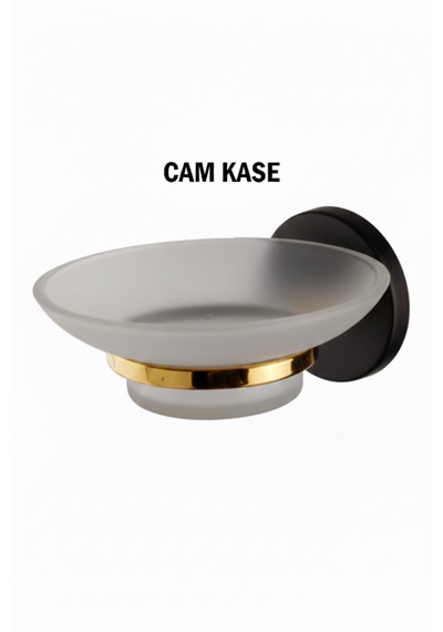 Sabunluk Cam Kaseli Siyah Gold Renk Altın - Siyah