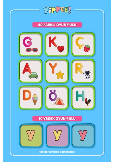Çocuk Tombala Alfabe Temalı Ham Bez Kese 8 Tabla 50 Pul 60 Parça