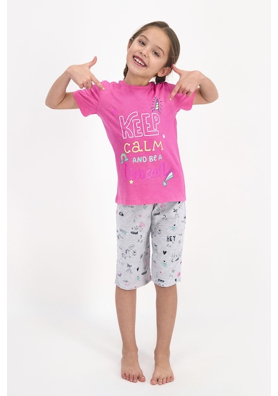 Rolypoly Keep Calm And Be A Unicorn Pembe Kız Çocuk Kapri Takım Pembe