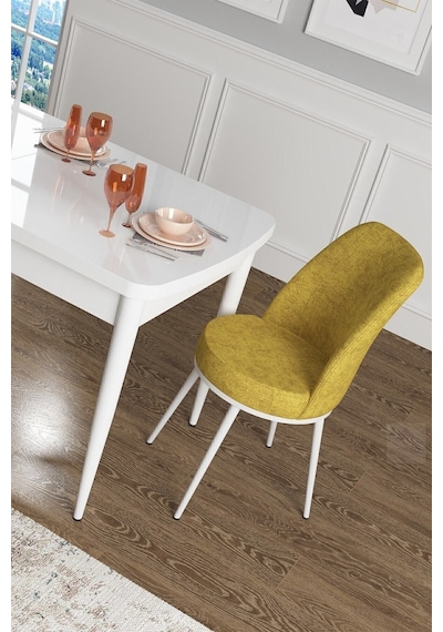 Canisa Concept Han Serisi 70x114 Açılabilir Mdf Mutfak Masası Takımı Beyaz Masa 4 Hardal Sandalye Masa Beyaz Sandalyeler Hardal Sarısı Canisa Concept Han Serisi 70x114 Açılabilir Mdf Mutfak Masası Takımı Beyaz Masa 4 Hardal Sandalye Masa Beyaz Sandalyeler Hardal Sarısı