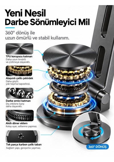 Alüminyum Metal 360 Ayarlanabilir Telefon Ve Tablet Standı Masaüstü Tutucu