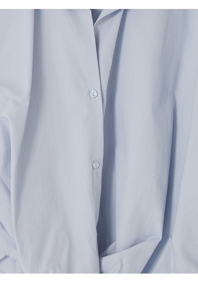 Lcw Vision Mavi Bağlamalı Poplin Oversize Kadın Gömlek