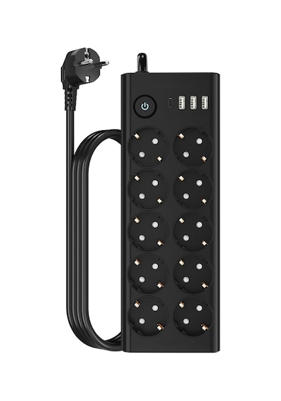 Çoklu Priz 10 Lu + 3 Usb + 1 Type-c 3680w 16a Anahtarlı Akım Korumalı Uzatma Prizi 2 Metre Kablo Ftr14 Normal