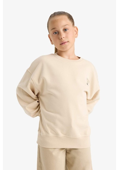 Defacto Kız Çocuk Oversize Geniş Kalıp Bisiklet Yaka Baskılı Sweatshirt E6755a825auer230 Ekru Defacto Kız Çocuk Oversize Geniş Kalıp Bisiklet Yaka Baskılı Sweatshirt E6755a825auer230 Ekru