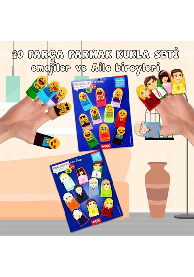 2 Set - 20 Parça Tox Emojiler Ve Aile Bireyleri Parmak Kukla T106