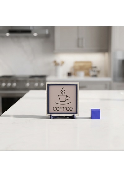 Minimalist Coffee Yazılı Dekoratif Obje, Kahve Molalarınızı Güzelleştiren Şık Aksesuar 10x10 Cm