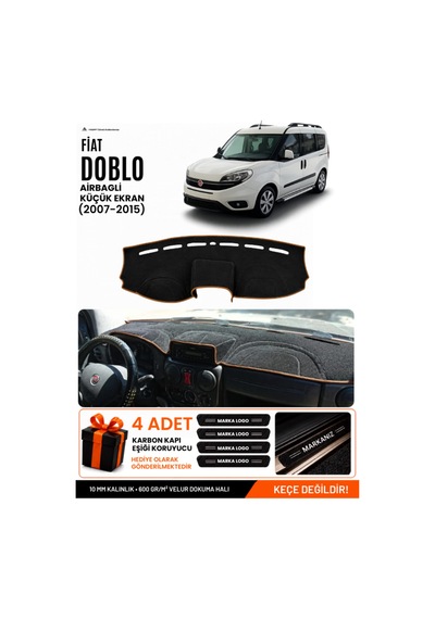 Fiat Doblo 2007-2015 Airbagli Küçük Ekran Uyumlu Torpido Örtüsü - Siyah Kahverengi