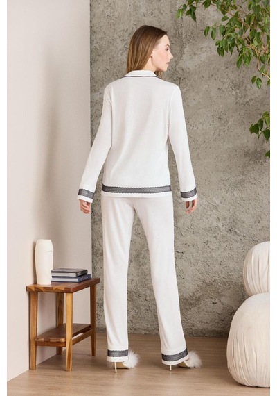 Pierre Cardin Ekru Penye Kadın Pijama Takımı 2200 Ekru