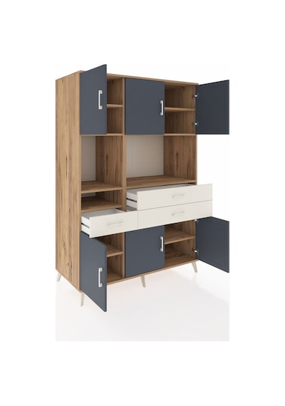 Kronos Dolap 9 Raflı 3 Çekmeceli 6 Kapaklı 132x59x195 Çam-ant... Çam