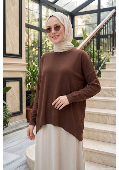 Nuss Basic Triko Rayon Tunik 902 Kahverengi